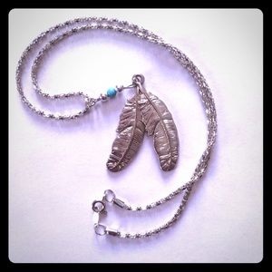 Silver-tone Native Feather Necklace